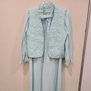 80's Light Aqua Night Gown with vest set